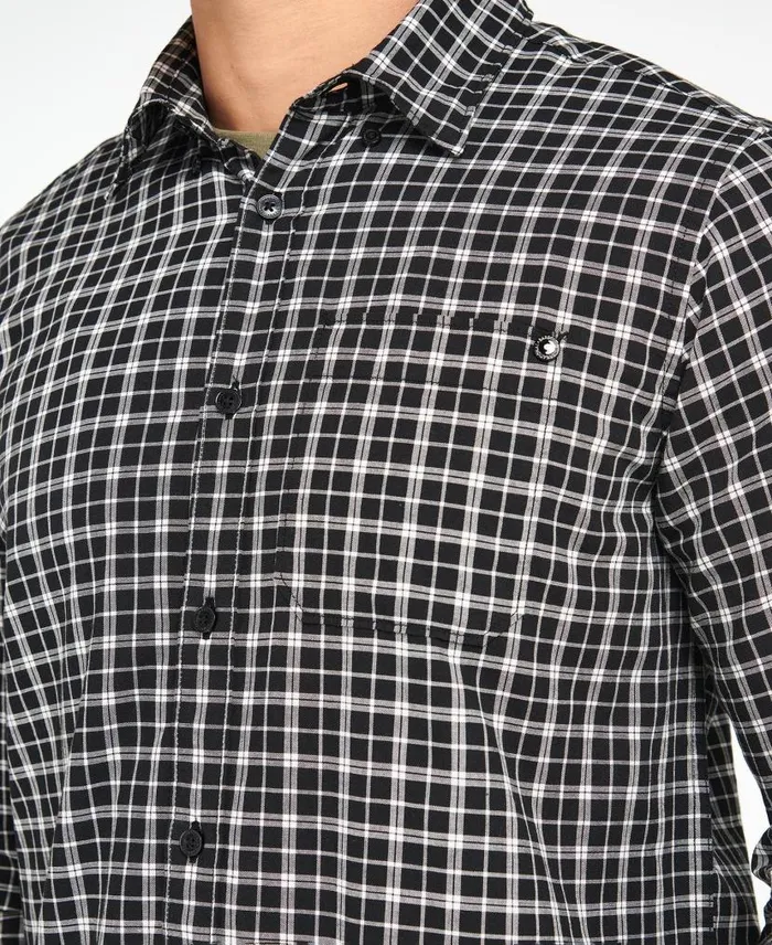 BIntl McCloud Checked Shirt Blackwhisper White Men Barbour Shirts