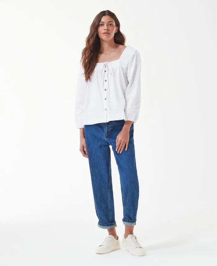 Barbour Delphinium Top Classic White Women Barbour TShirts