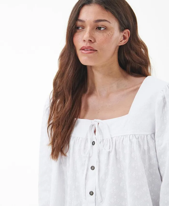 Barbour Delphinium Top Classic White Women Barbour TShirts
