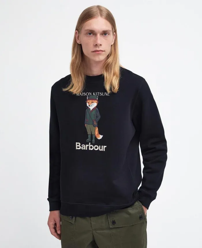 Barbour X Maison Kitsunu00e9 Beaufort Fox Sweatshirt Uniform Green Men Barbour Jumpers