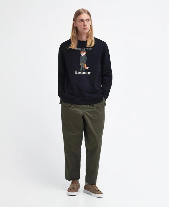 Barbour X Maison Kitsunu00e9 Beaufort Fox Sweatshirt Uniform Green Men Barbour Jumpers