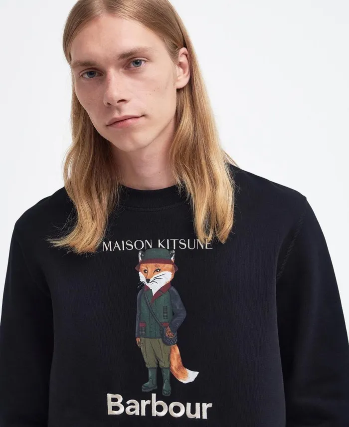 Barbour X Maison Kitsunu00e9 Beaufort Fox Sweatshirt Uniform Green Men Barbour Jumpers