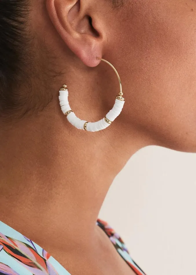 Beaded Hoop Earrings White Women Phase Eight Jewellery