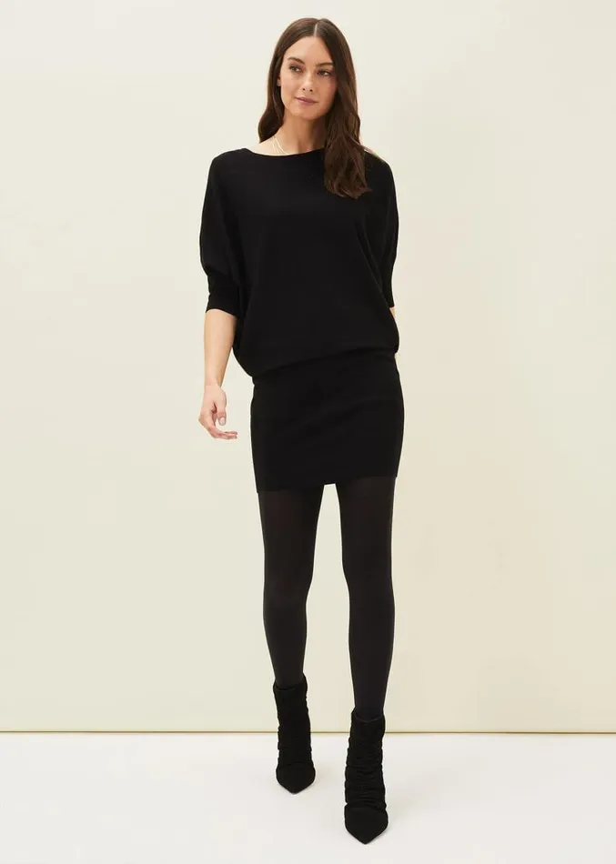 Becca Batwing Knitted Dress Black Women Phase Eight Dresses