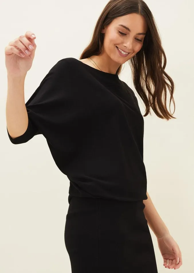 Becca Batwing Knitted Dress Black Women Phase Eight Dresses