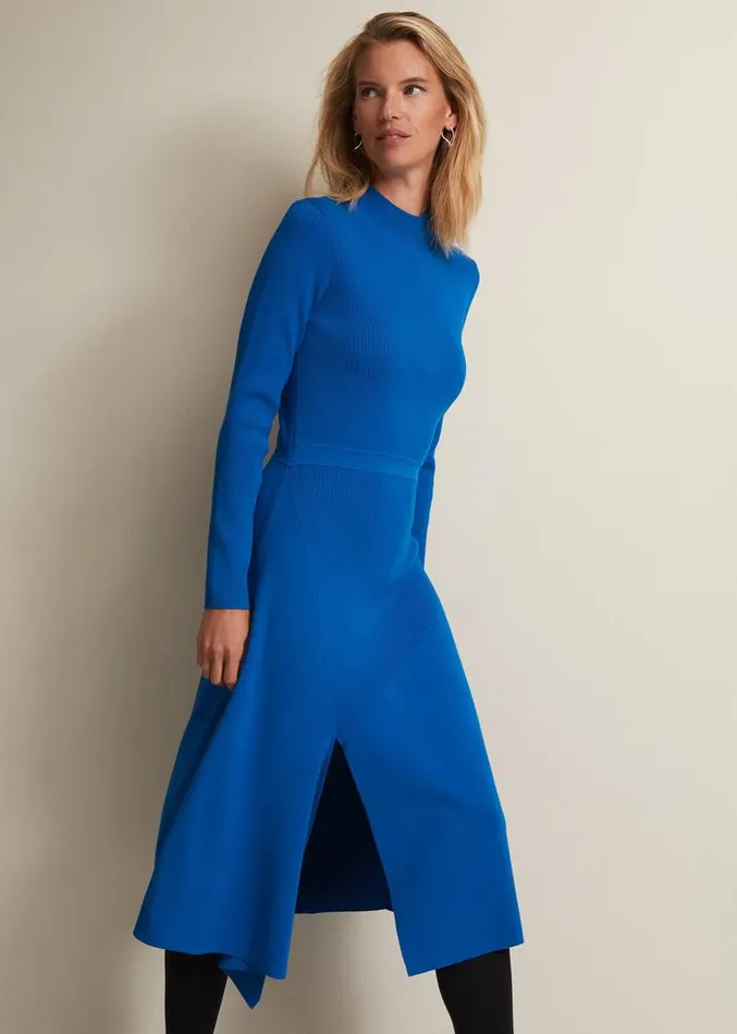 Bella Fit And Flare Midi Dress Bright Blue Women Phase Eight Dresses