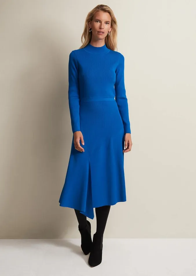 Bella Fit And Flare Midi Dress Bright Blue Women Phase Eight Dresses