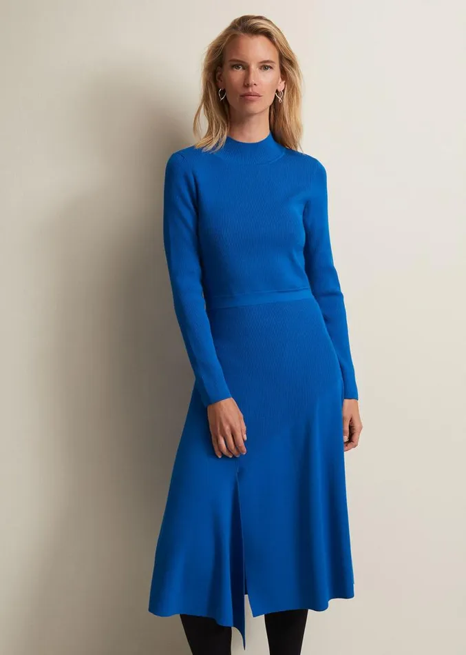Bella Fit And Flare Midi Dress Bright Blue Women Phase Eight Dresses