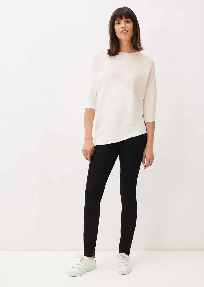 Bethanie Colourblock Ribbed Asymmetric Hem Jumper Pale Pink Women Phase Eight Knitwear