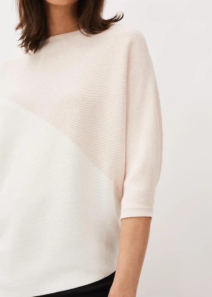 Bethanie Colourblock Ribbed Asymmetric Hem Jumper Pale Pink Women Phase Eight Knitwear