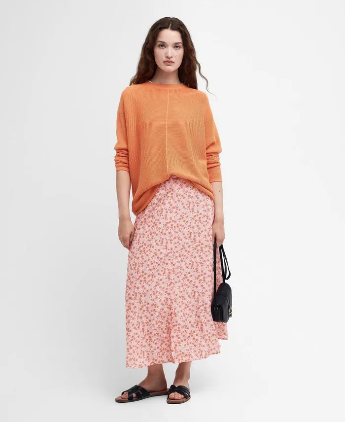 Bickland Crew Neck Jumper Apricot Crush Women Barbour Jumpers