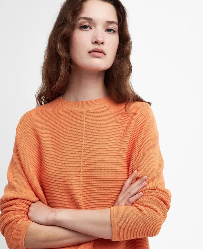Bickland Crew Neck Jumper Apricot Crush Women Barbour Jumpers