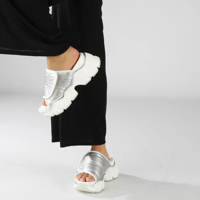 Binary Pool Silver Buffalo Sandals and Slides Binary Pool Silver Buffalo Sandals and Slides