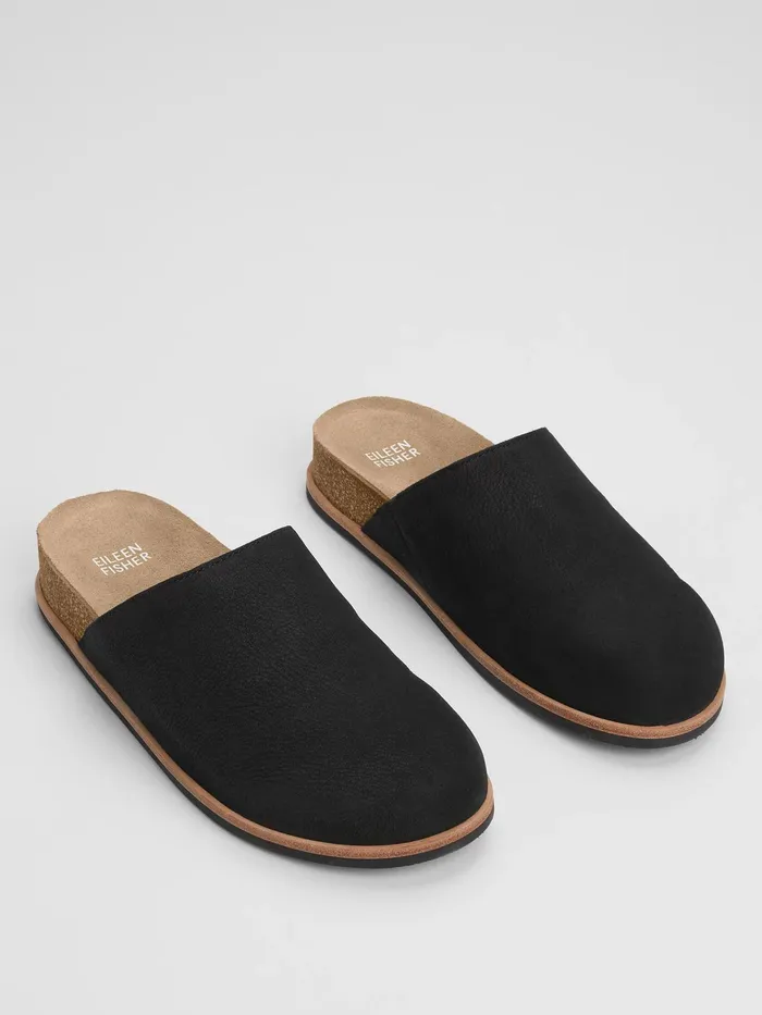 Bios Tumbled Nubuck Mule Blacknatural Women Eileen Fisher Shoes