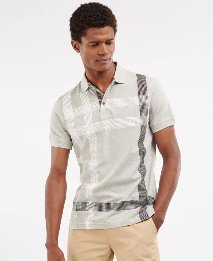 Blaine Tartan Polo Shirt Burnt Olive Men Barbour Polo Shirts