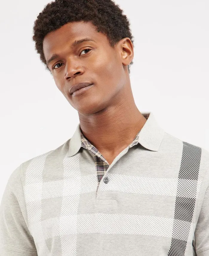 Blaine Tartan Polo Shirt Burnt Olive Men Barbour Polo Shirts