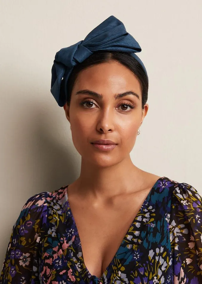 Blue Silk Bow Headband Teal Women Phase Eight Fascinators and Hats