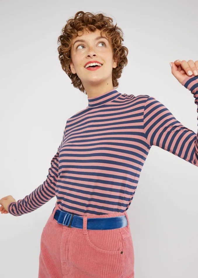 Blutsgeschwister Breton Shirt Lonely Lips Turtle Blue Women Tops