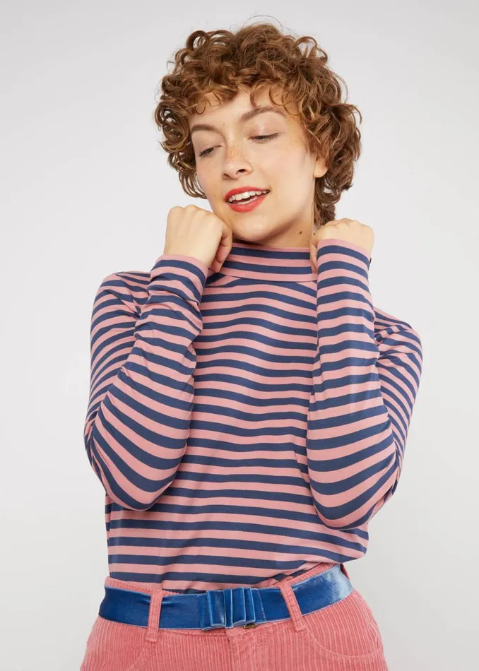Blutsgeschwister Breton Shirt Lonely Lips Turtle Blue Women Tops