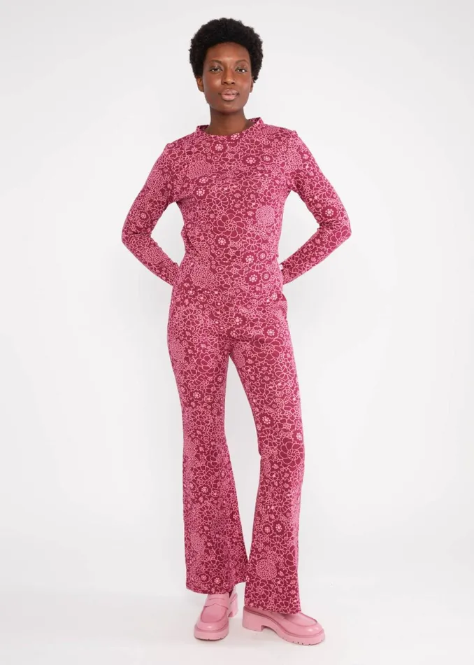 Blutsgeschwister Flares On A Winters Day Flared Pink Women Trousers