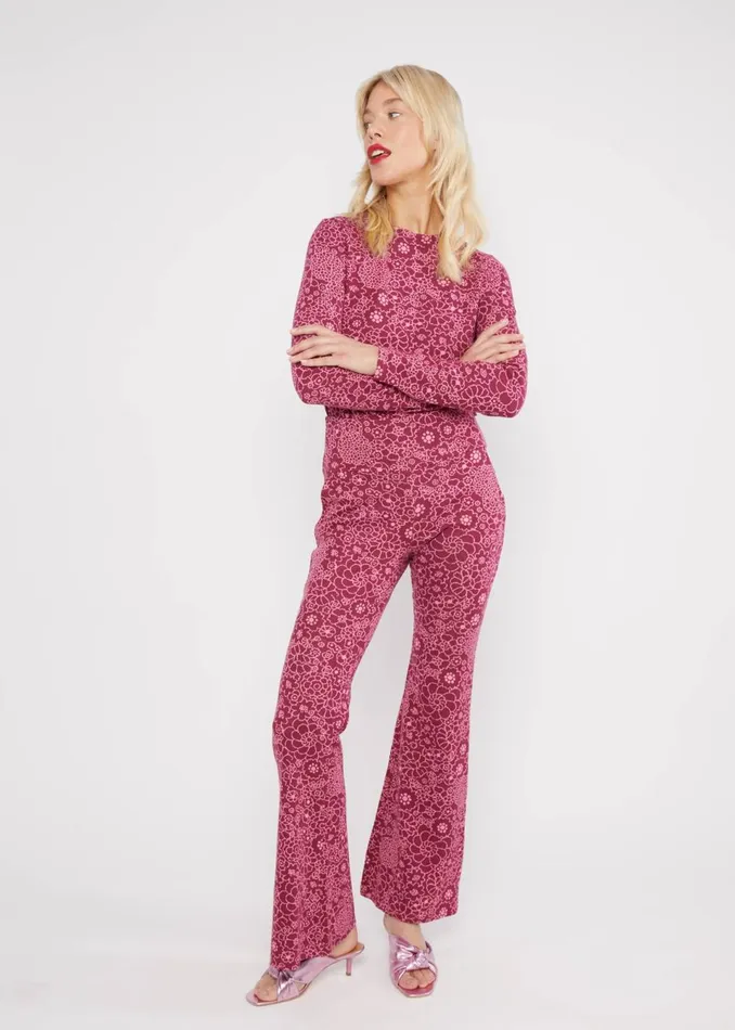 Blutsgeschwister Flares On A Winters Day Flared Pink Women Trousers