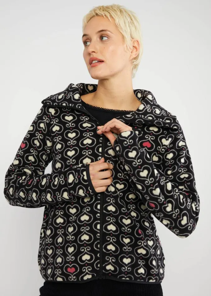 Blutsgeschwister Fleece Jacket Httenzauber Black Women Jackets and Coats