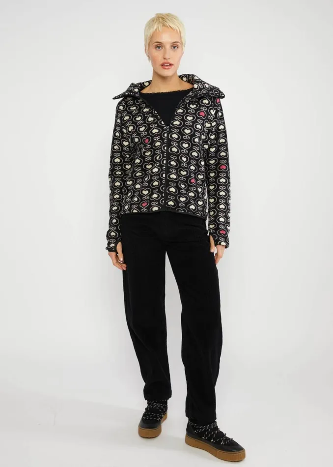 Blutsgeschwister Fleece Jacket Httenzauber Black Women Jackets and Coats