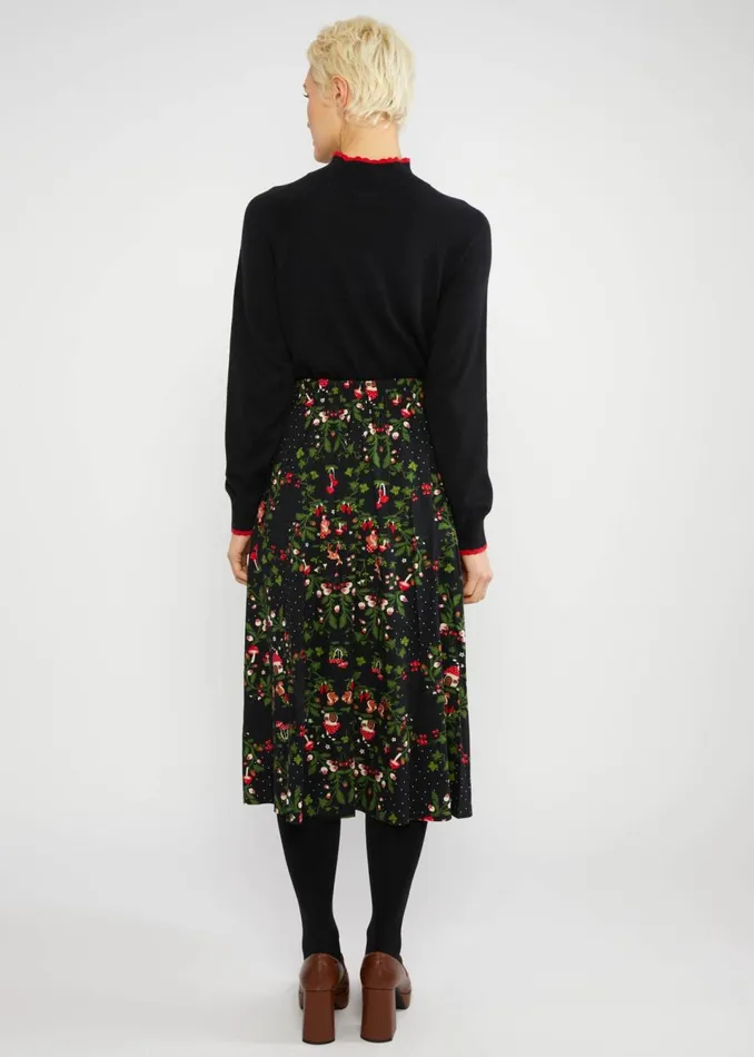 Blutsgeschwister Midi Skirt Swing Around The Clock Black Women Skirts