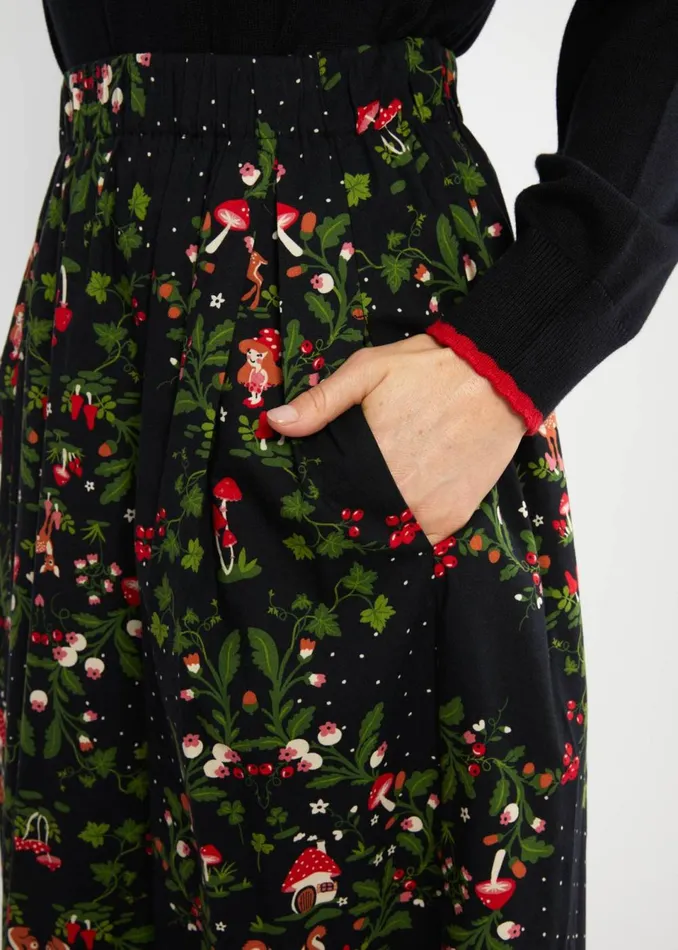 Blutsgeschwister Midi Skirt Swing Around The Clock Black Women Skirts