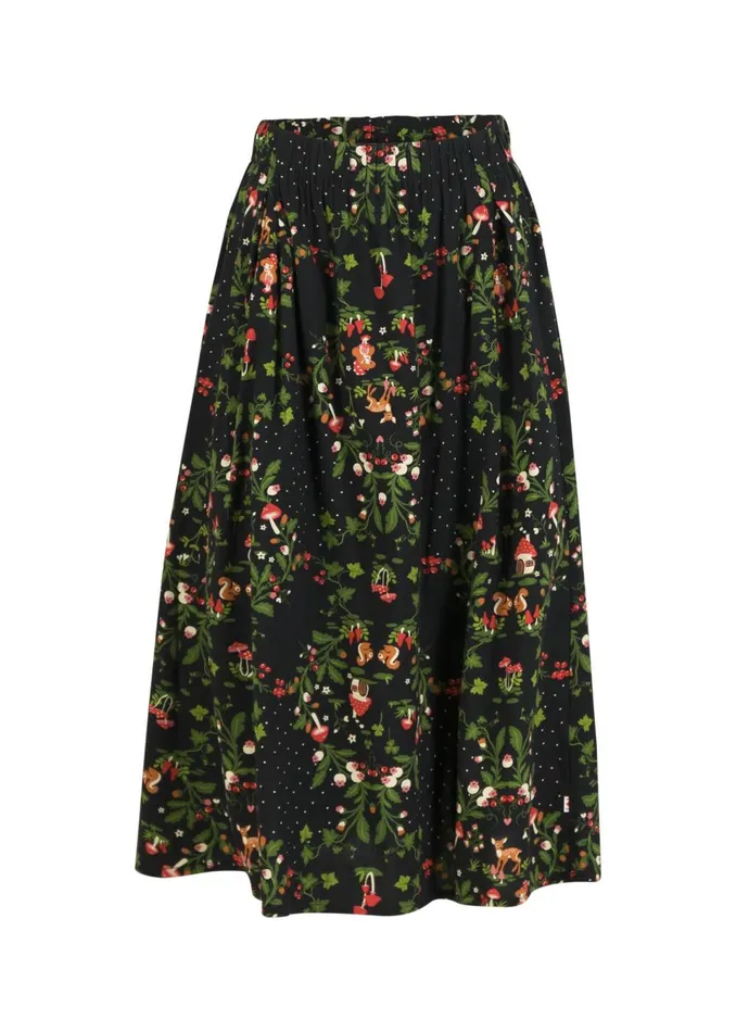 Blutsgeschwister Midi Skirt Swing Around The Clock Black Women Skirts