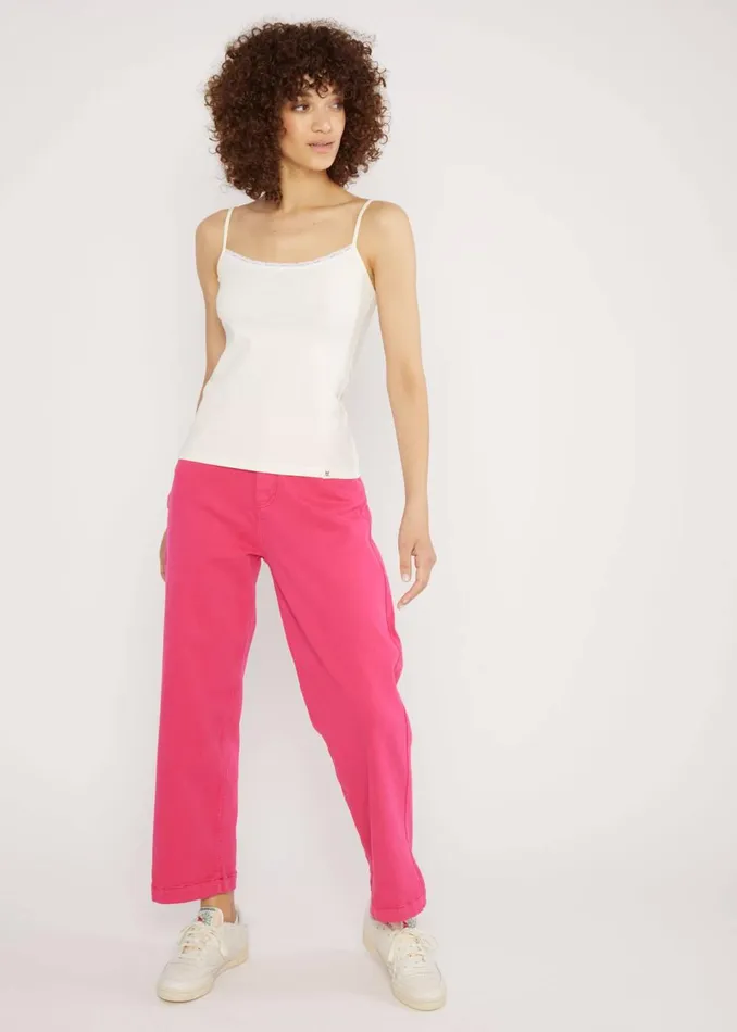 Blutsgeschwister Sleeveless Top Pretty Spaghetti White Women Tops