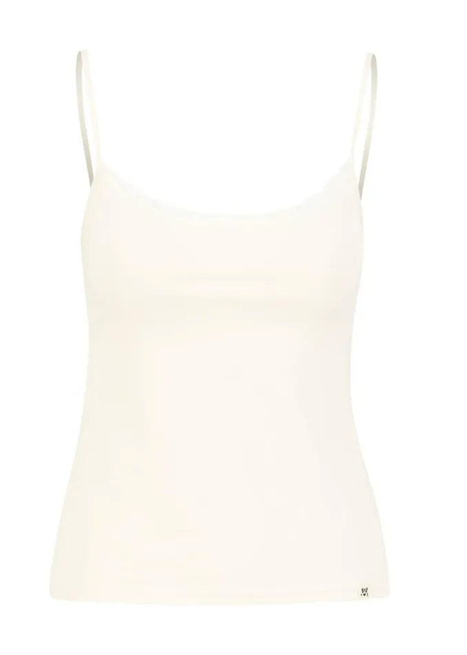Blutsgeschwister Sleeveless Top Pretty Spaghetti White Women Tops
