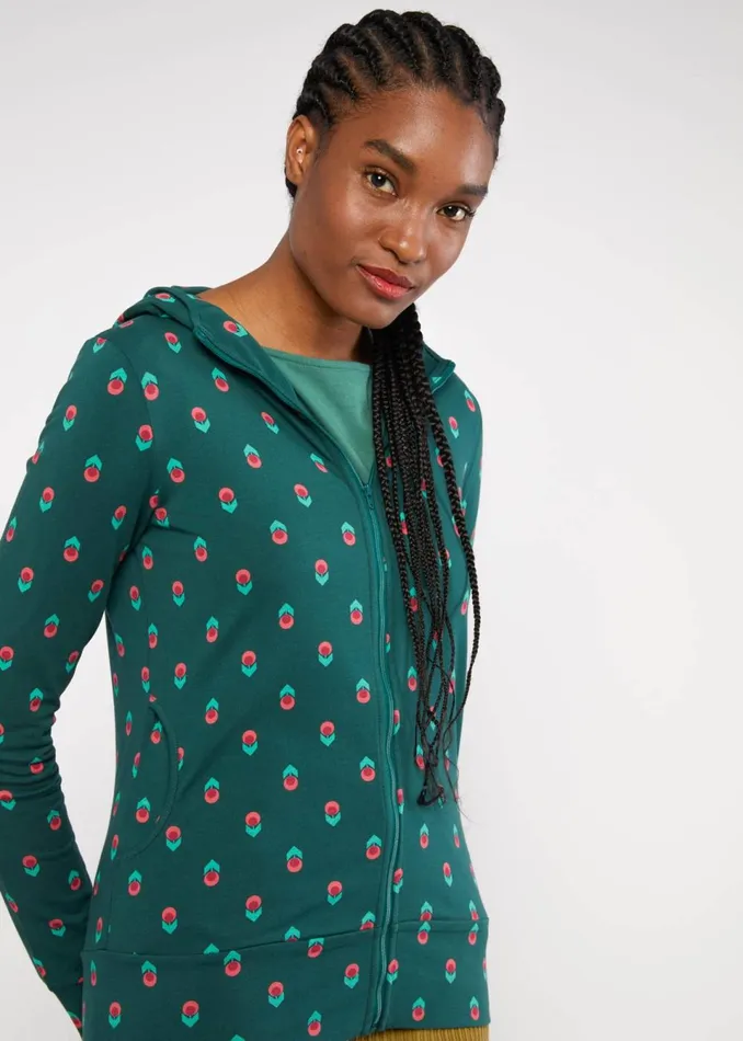 Blutsgeschwister ZipUp Hoodie Scuba Duba Zip Up Green Women Sweatshirts and Hoodies