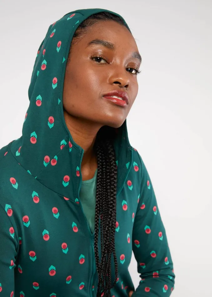 Blutsgeschwister ZipUp Hoodie Scuba Duba Zip Up Green Women Sweatshirts and Hoodies