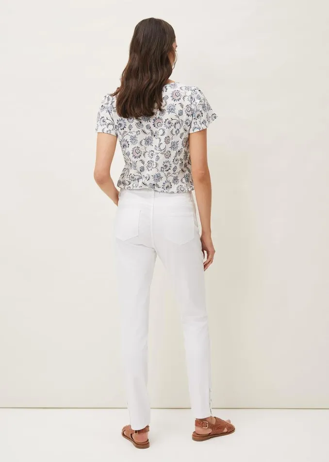 Bobbie Skinny Button Hem Jean White Women Phase Eight Trousers