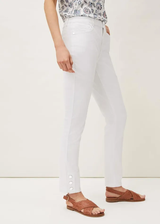 Bobbie Skinny Button Hem Jean White Women Phase Eight Trousers