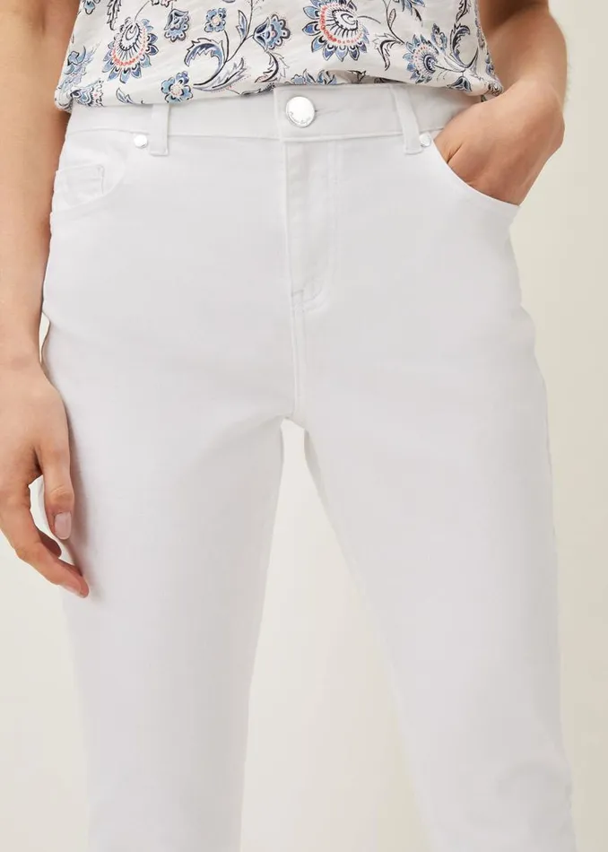 Bobbie Skinny Button Hem Jean White Women Phase Eight Trousers