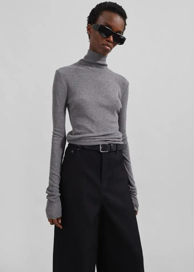 Bottoms Women The Frankie Shop Sasha Wide Leg Twill Pants 8211 Black