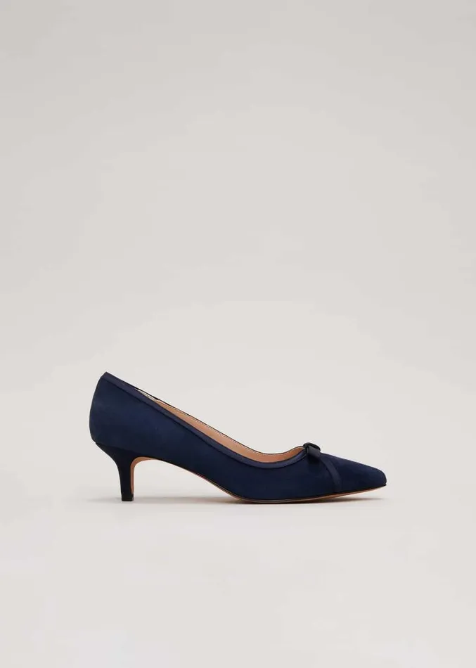 Bow Kitten Heel Shoes Navy Women Phase Eight Occasion Shoes