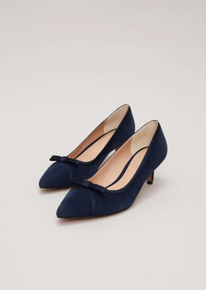 Bow Kitten Heel Shoes Navy Women Phase Eight Occasion Shoes