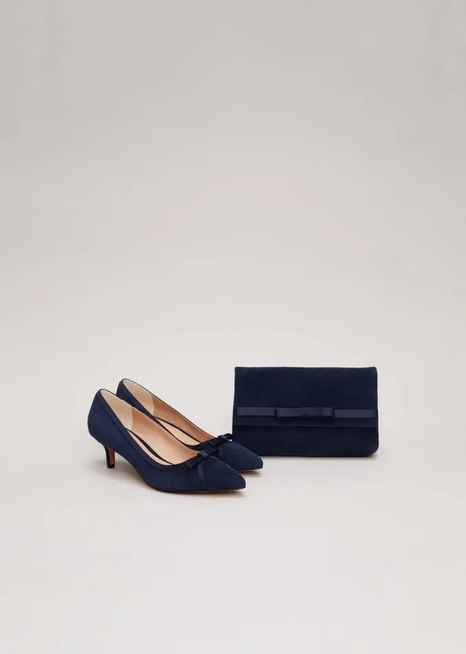 Bow Kitten Heel Shoes Navy Women Phase Eight Occasion Shoes