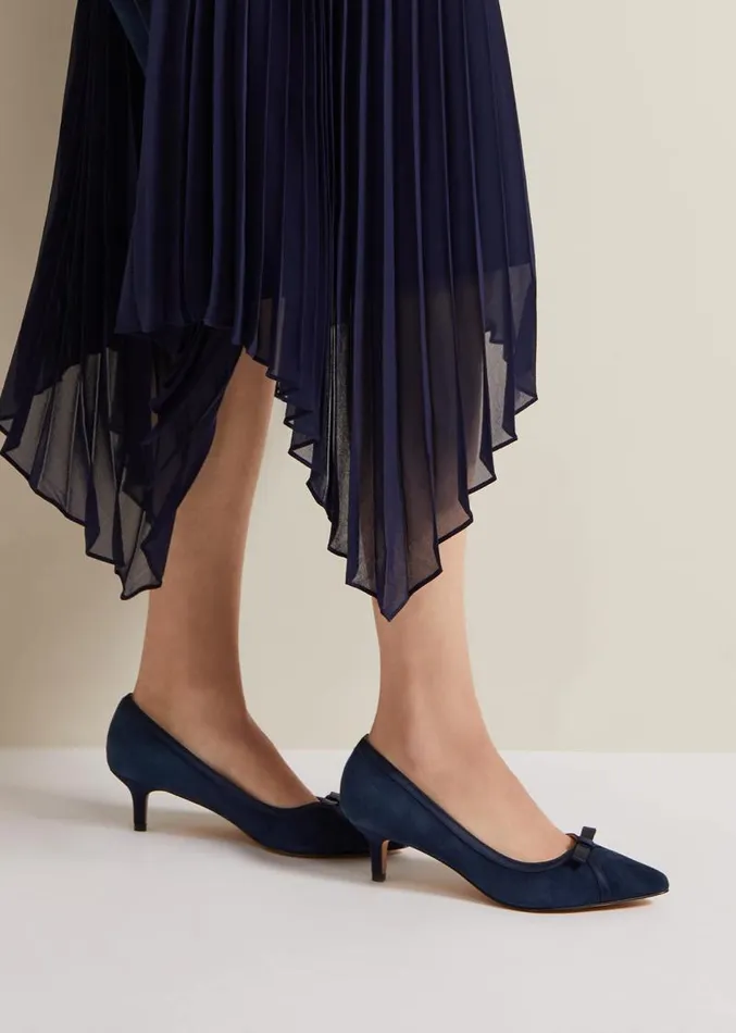 Bow Kitten Heel Shoes Navy Women Phase Eight Occasion Shoes