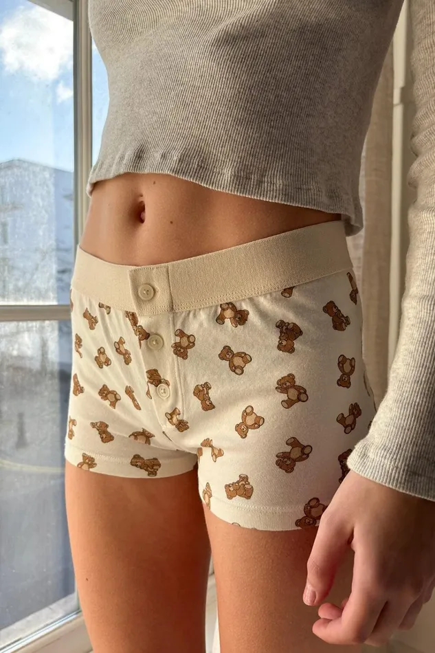 Boyshort Teddy Bear Underwear Ivory Women Brandy Melville Intimates