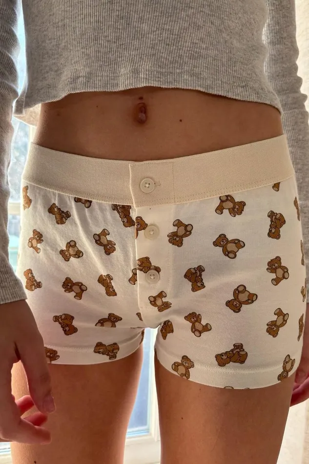 Boyshort Teddy Bear Underwear Ivory Women Brandy Melville Intimates