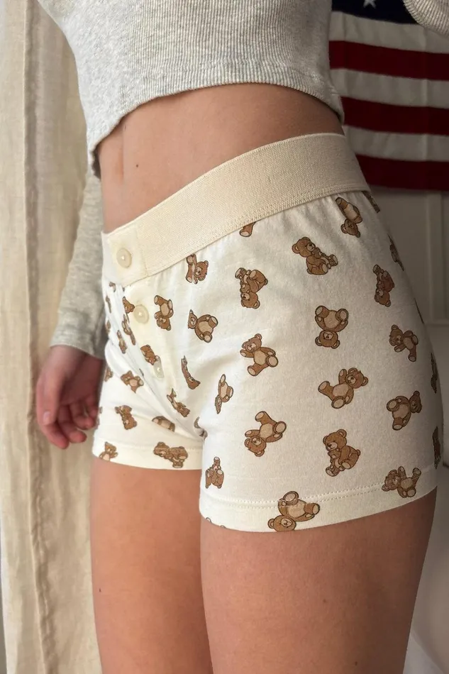 Boyshort Teddy Bear Underwear Ivory Women Brandy Melville Intimates