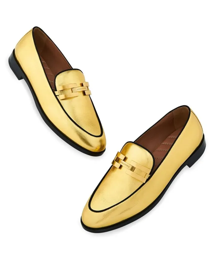 Brandi Mocassin Gold Women Aquazzura Flats Brandi Mocassin Gold Women Aquazzura Flats