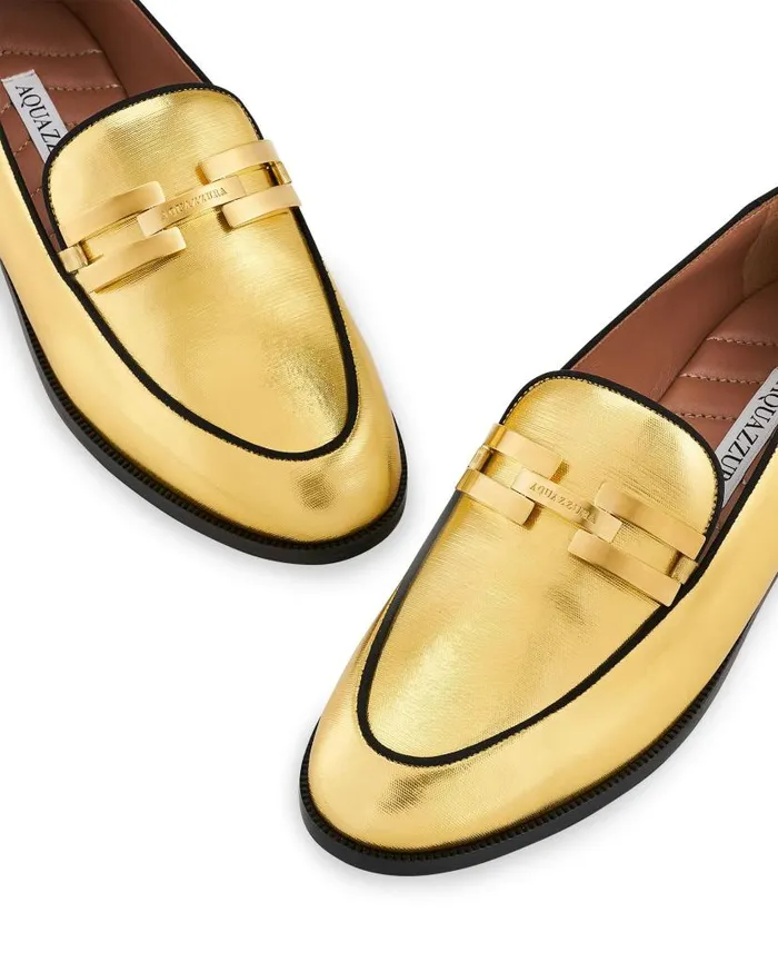 Brandi Mocassin Gold Women Aquazzura Flats Brandi Mocassin Gold Women Aquazzura Flats