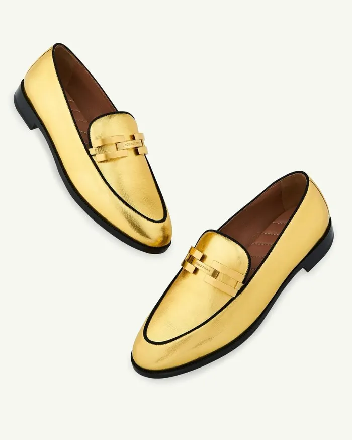 Brandi Mocassin Gold Women Aquazzura Flats Brandi Mocassin Gold Women Aquazzura Flats