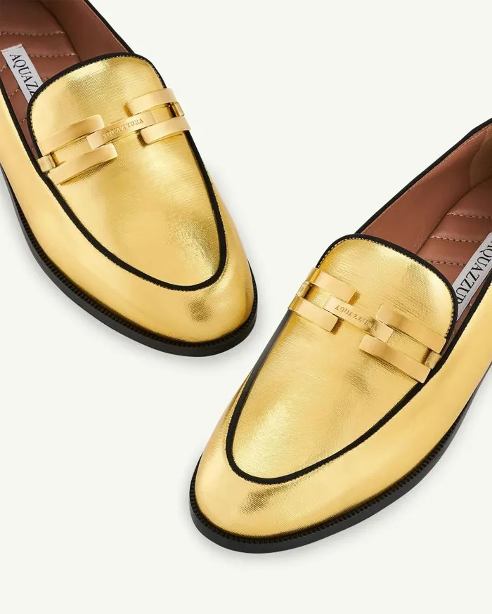 Brandi Mocassin Gold Women Aquazzura Flats Brandi Mocassin Gold Women Aquazzura Flats