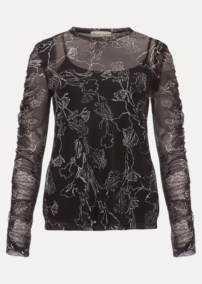 Breanna Floral Print Mesh Top Black Women Phase Eight Tops and TShirts